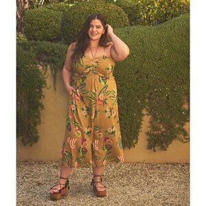 The Odells Isla Jumpsuit Linen Olive Plus Size 3X NWT